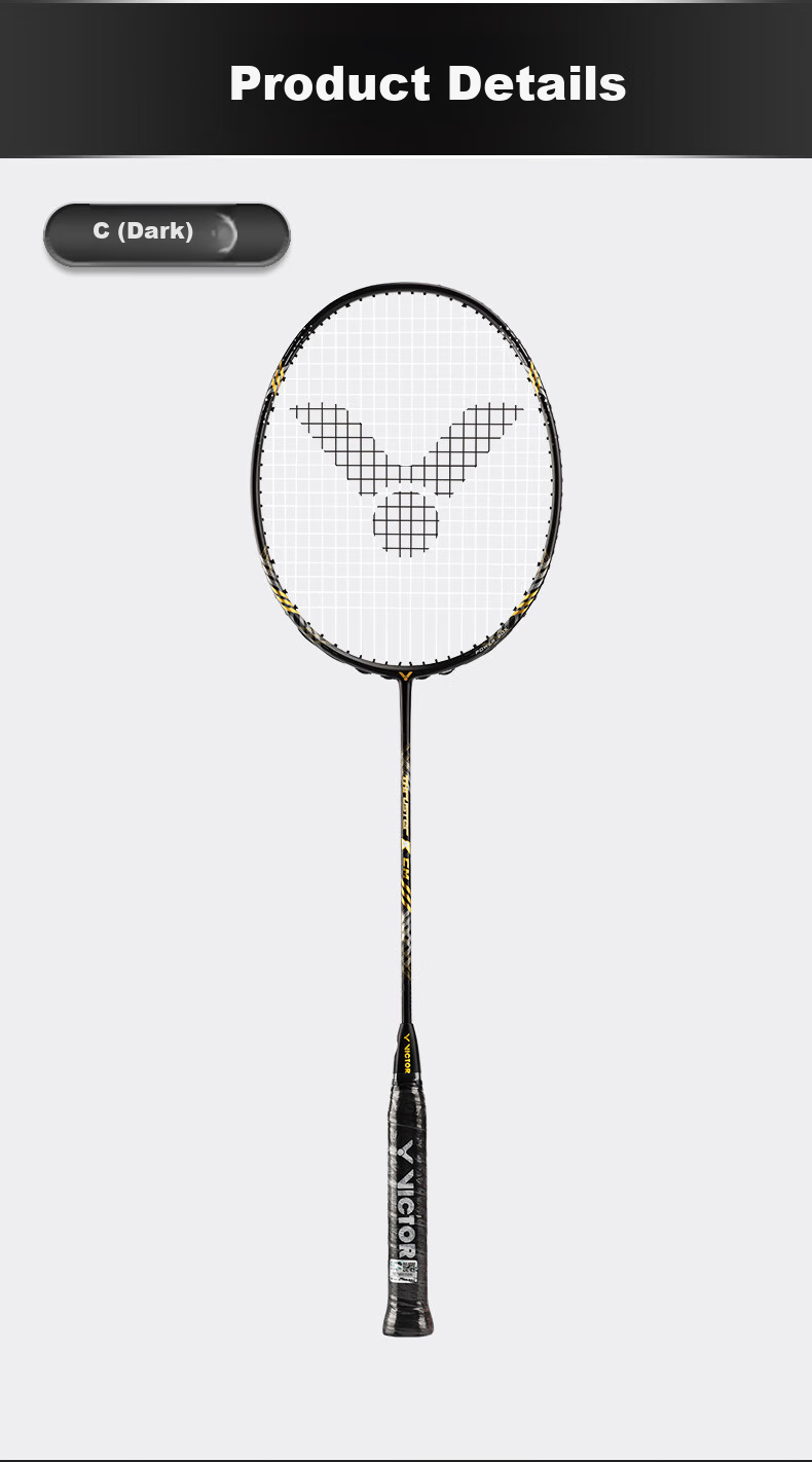 Бадминтонная ракетка VICTOR Shengli Xiaogui Jian Shengji Version Tianlong All-Carbon Offensive Single Racket TK-CM Dark 4U Stringed Racket 26 Pounds