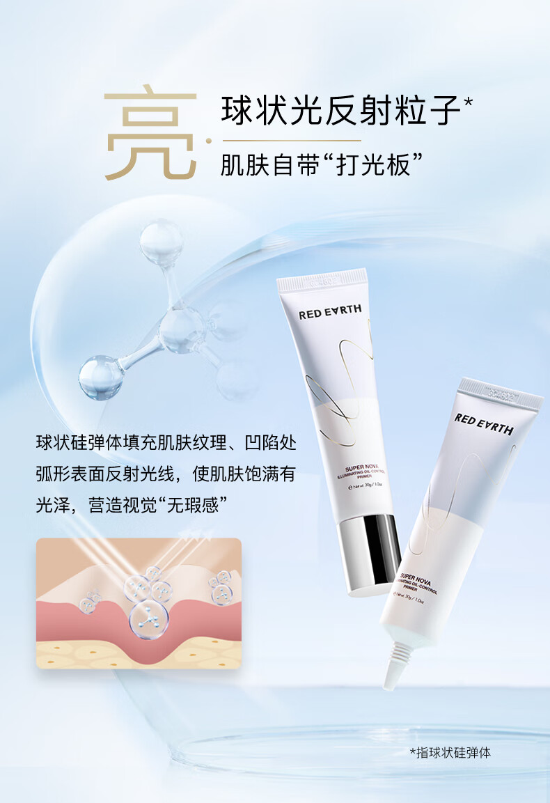 红地球（red earth）草本粉底液瓷亮色30g+隔离乳30g遮瑕干皮养肤持久保湿套装礼盒