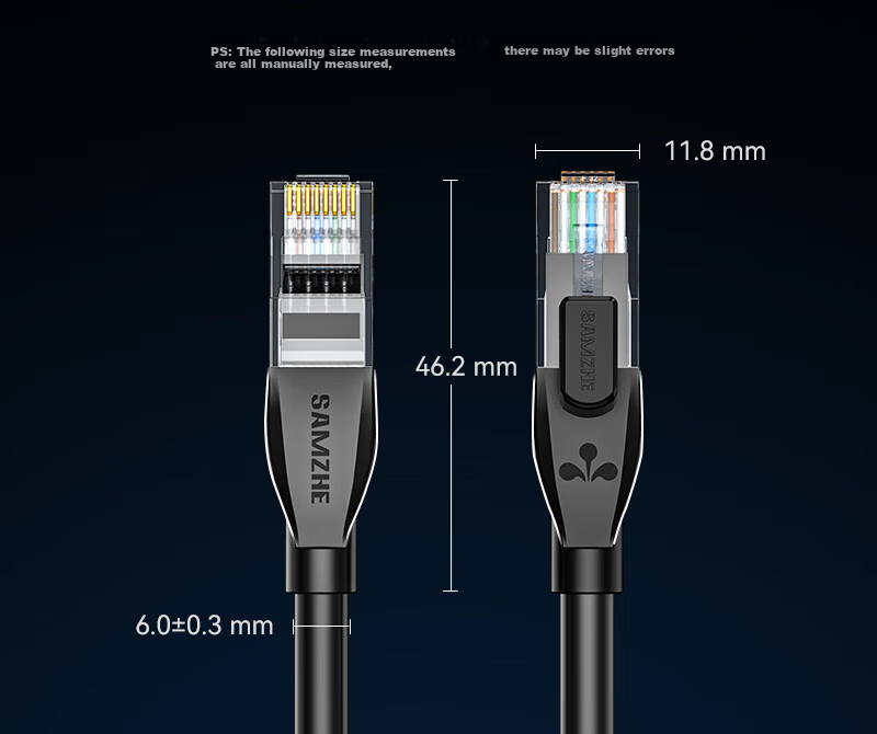 Сетевой кабель SAMZHE CAT6A Ethernet, 0.5 метра, гигабитный, 8-жильный, черный