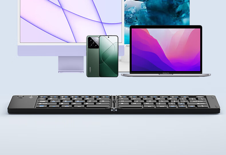 B.O.W Hangshi X23S Беспроводная складная клавиатура Bluetooth, перезаряжаемая ультратонкая портативная бесшумная клавиатура для женщин, офиса, совместимая с IPad, планшетом и смартфоном, универсальная маленькая черная клавиатура