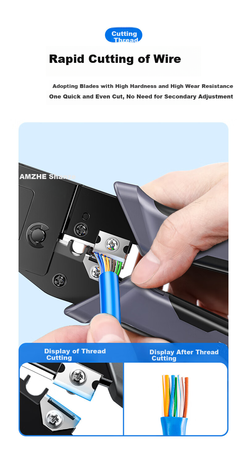 Обжимной инструмент SAMZHE CDF-187 для сетевых кабелей RJ45/RJ11/RJ12 Cat5 Cat6, инструмент для зачистки и резки проводов, для домашнего использования
