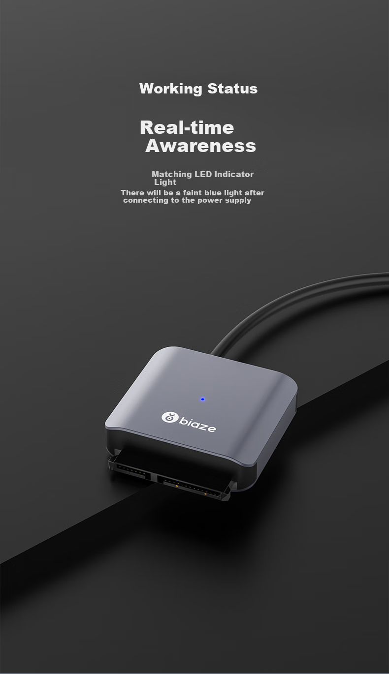 Кабель-адаптер BIAZE USB 3.0 на SATA с блоком питания 12V/2A, для подключения HDD/SSD 2.5/3.5 дюйма