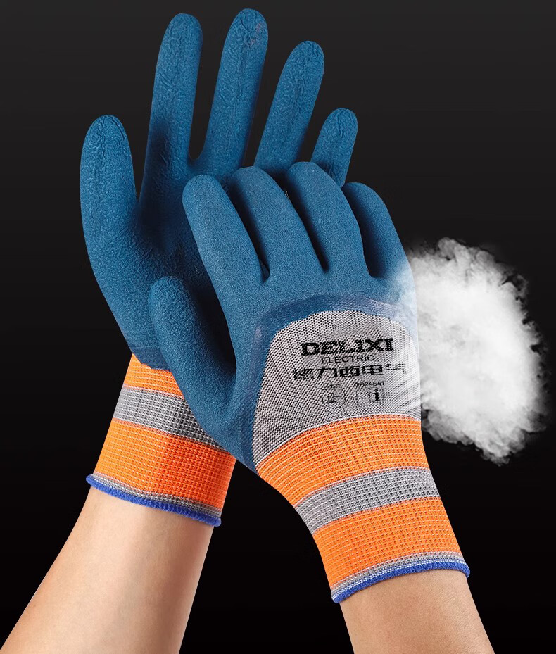 DELIXI ELECTRIC Рабочие перчатки с латексным покрытием, 12 пар, синие