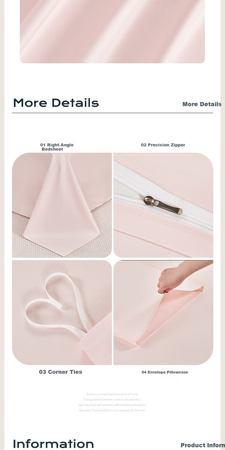 Комплект постельного белья JIEBO из 100% хлопка, класс А, 60 нитей, однотонный, 200*230 см, розовый