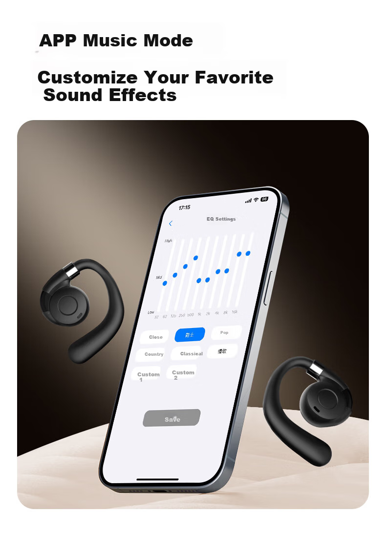 Беспроводные наушники Viken G116 AI с костной проводимостью, Bluetooth 5.4, с микрофоном, открытого типа, для спорта, с шумоподавлением, черный