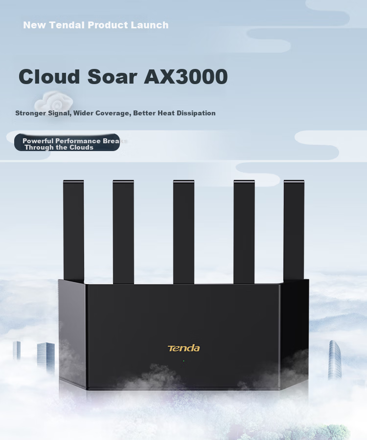 Wi-Fi роутер Tenda AX3000 Yunxiao, усилитель сигнала, гигабитный беспроводной WiFi 6, двухдиапазонный 5G, игровой роутер