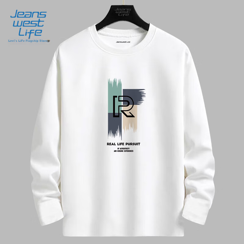 Мужская футболка с длинным рукавом JEANSWEST LIFE, 100% хлопок, тяжелая, дышащая, повседневная, молодежная, трендовая, осень 2025