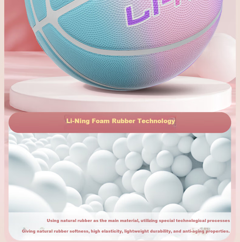 Детский баскетбольный мяч Li-Ning, размер 5, для детского сада и начальной школы, износостойкий, противоскользящий, для тренировок на улице, синий