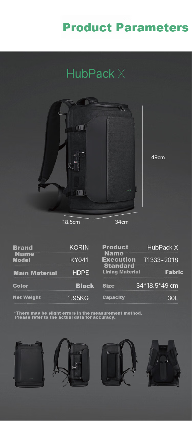 Рюкзак KORIN Anti-Cut And Anti-Theft Travel Backpack для мужчин, большой вместительный рюкзак для ноутбука 16 дюймов, подходит для туризма и деловых поездок, модный рюкзак K41