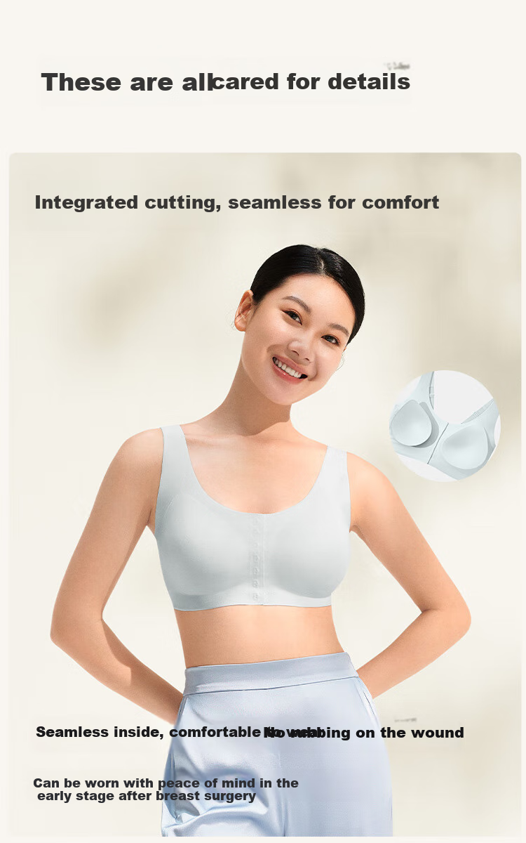 Бюстгальтер Ubras CARE postoperative bra, бесшовный, с передней застежкой, для грудных имплантов, питающий розовый, 2XL