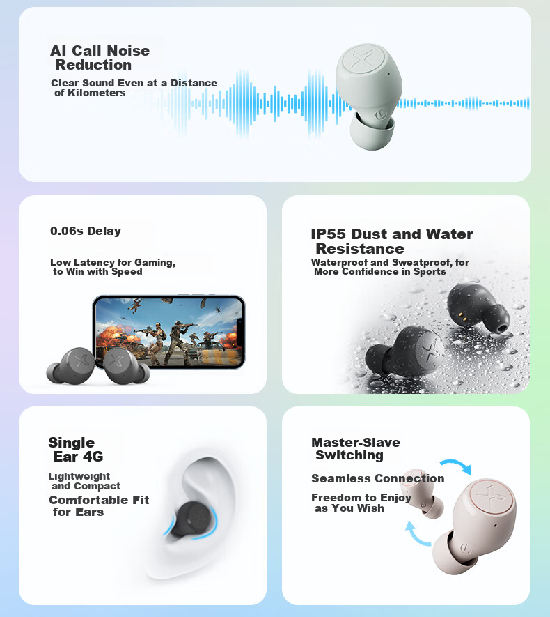 Беспроводные наушники EDIFIER X3 Air True Wireless, Bluetooth, спортивные, игровые, с шумоподавлением вызовов, совместимы с Apple, Huawei, Xiaomi, OPPO, дымчато-серый розовый