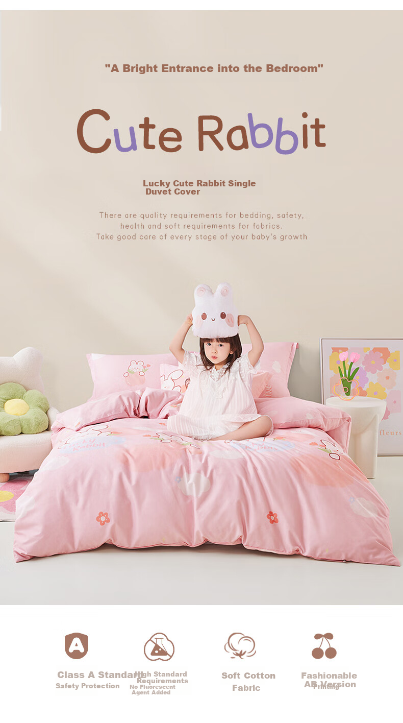 Пододеяльник Luolaikids из 100% хлопка для девочек, размер 120*150 см, класс А, стиль мультфильм