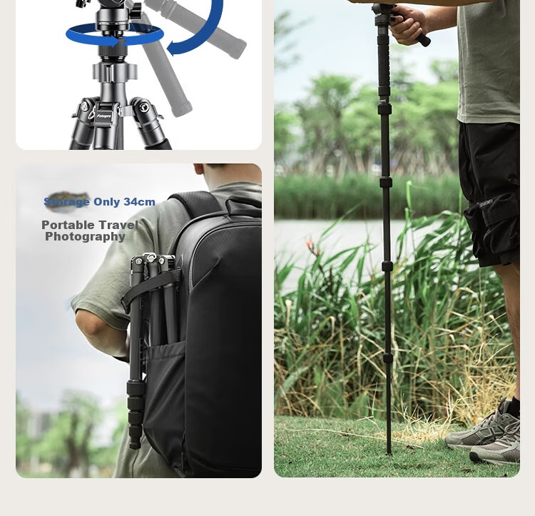 Штатив Fotopro X-4CN VIDEO с гидравлической головкой, карбоновый, серебристый