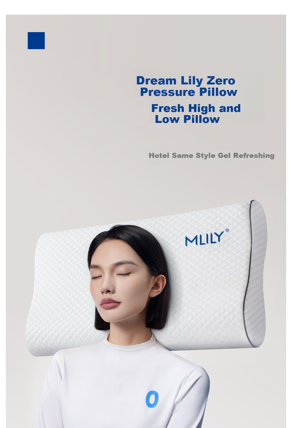 Подушка MLILY Fresh Gel Memory Foam Pillow, медленно восстанавливающаяся, с поддержкой шейного отдела, подарочный набор, отельная, высокая и низкая, 66x38x11/9 см