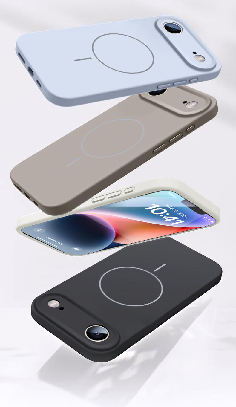 Чехол NEYAA для iPhone 17 Air, защита камеры, ультратонкий, Magsafe, жидкий силикон, противоударный, графитовый черный