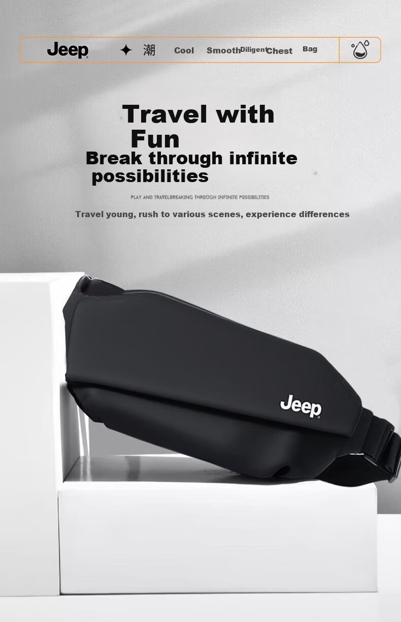 Мужская сумка JEEP через плечо, водостойкая, из ПВХ, для работы и путешествий, черная