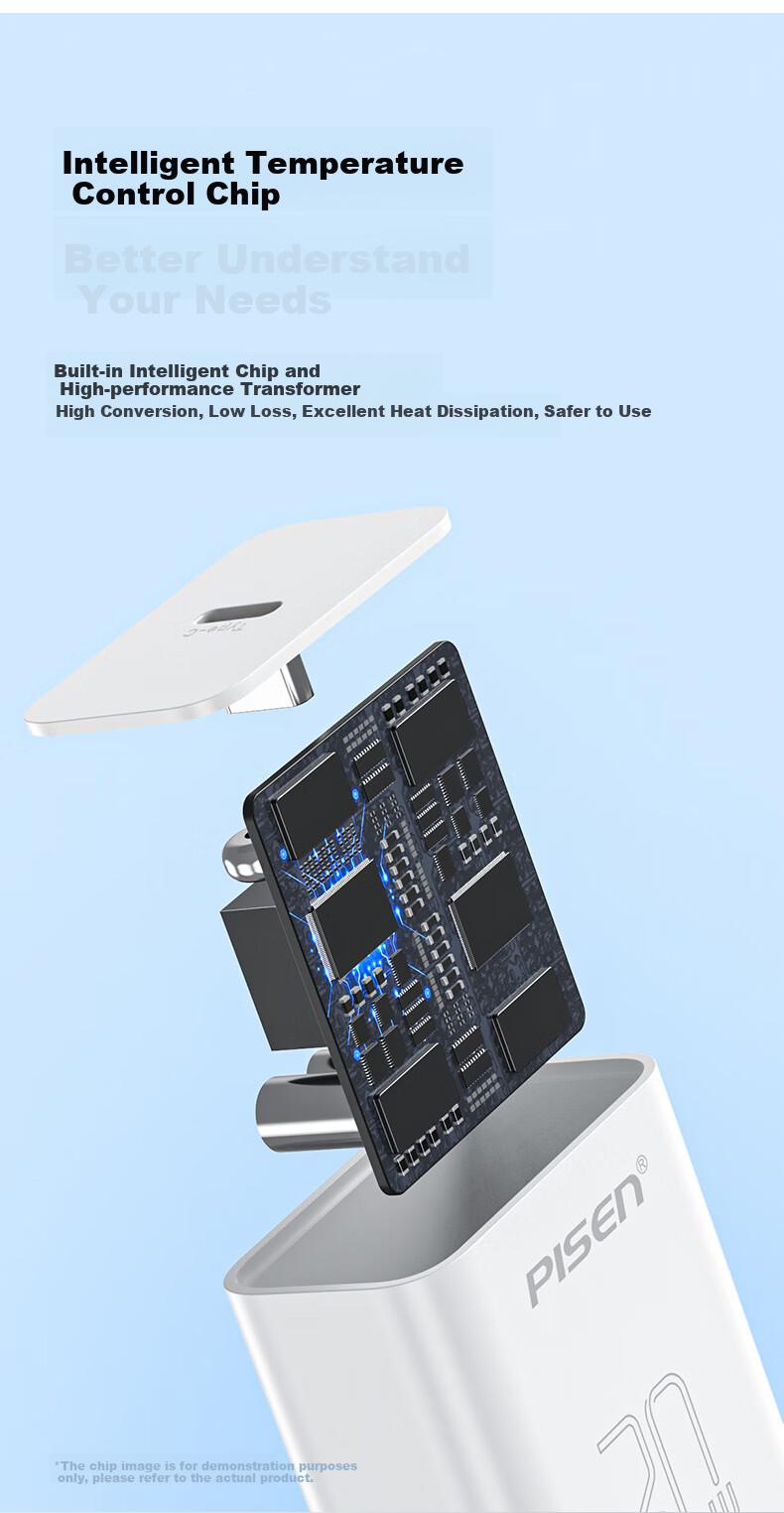 PISEN PD 30W Зарядное устройство Type-C, быстрая зарядка для Apple iPhone 17 Pro Max, iPad, Xiaomi, Huawei, белый