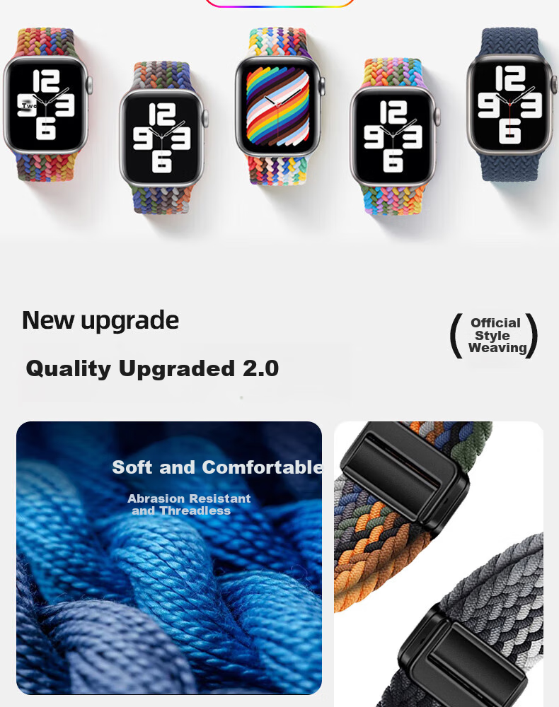 Ремешок Baking для Apple Watch S11/S10/SE/Ultra3/Watch S9/8/7/6/5/4, нейлоновый плетеный с магнитной застежкой, мультиколор