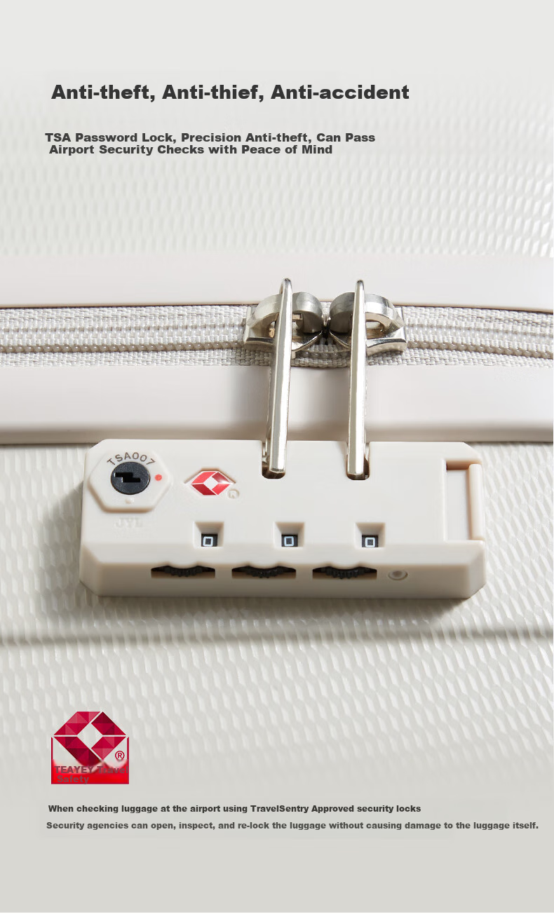 Чемодан HANKE 18 дюймов, Ivory White, с кодовым замком, универсальный, для мужчин и женщин, обновленная версия