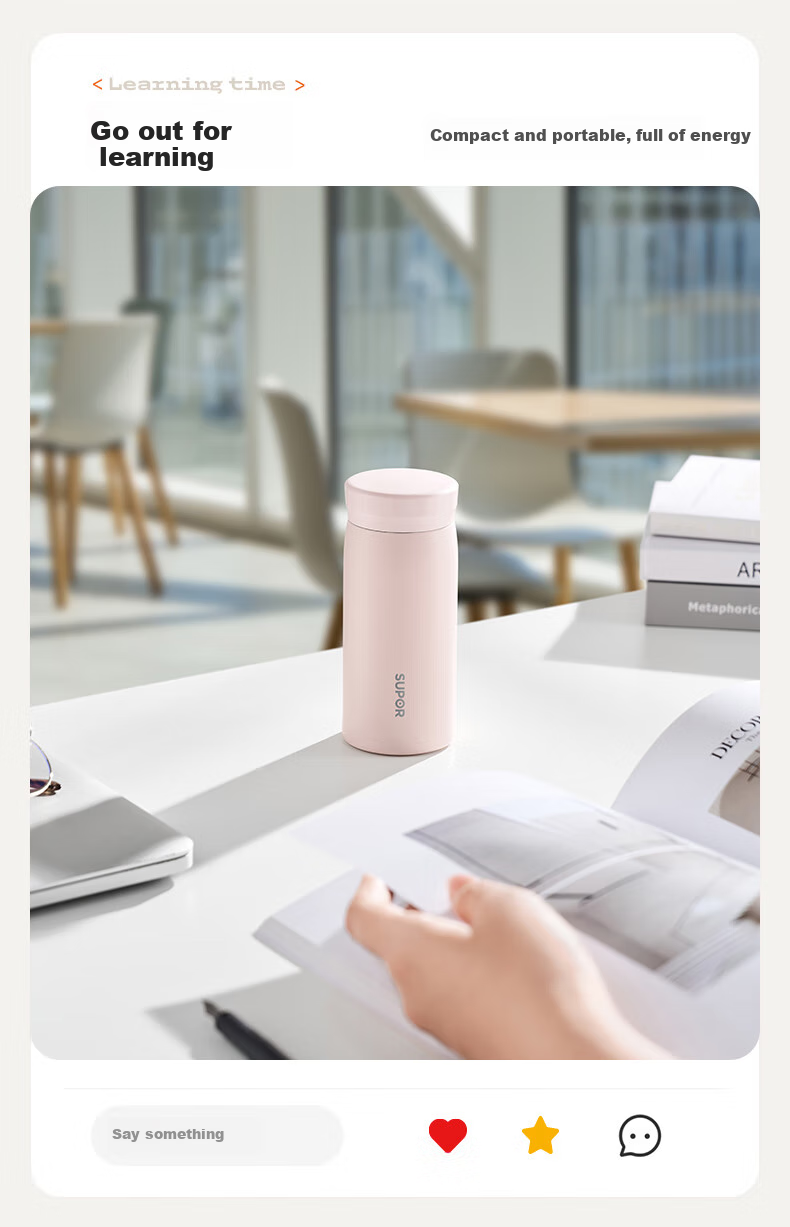 Термокружка SUPOR Insulated Mug, 316L Нержавеющая сталь, портативная бутылка для воды для школьников, студентов, мужчин и женщин, подарок на день рождения, 200 мл