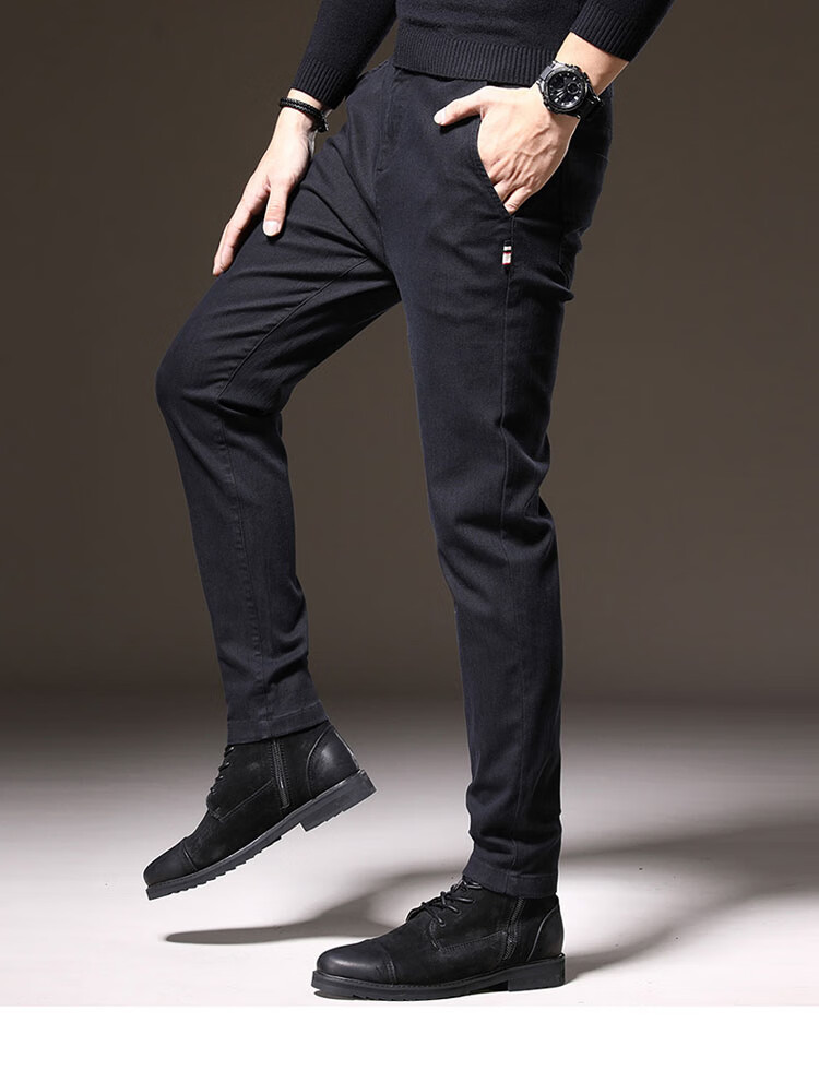 ROMON Повседневные брюки для мужчин, осенние и зимние деловые брюки, узкие прямые длинные брюки для мужчин, универсальные брюки, черные, размер 33