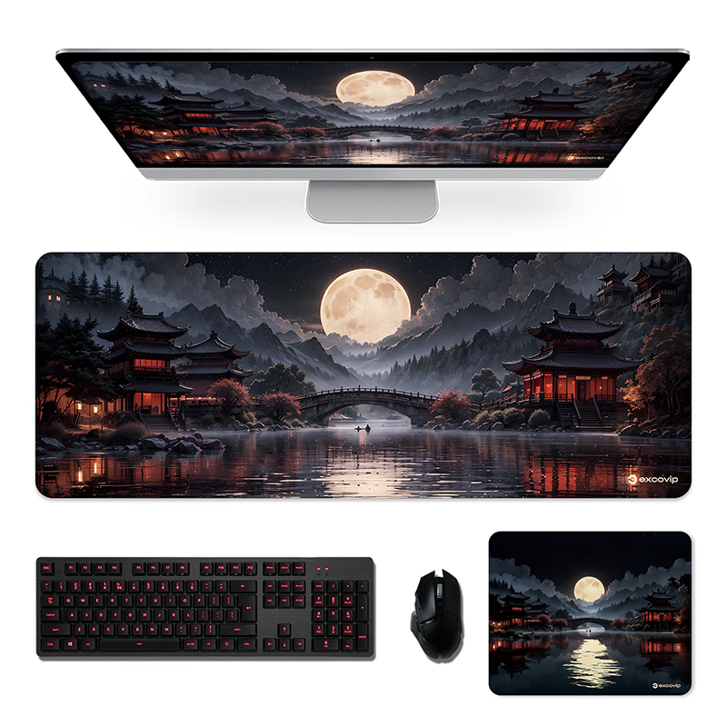 Коврик для мыши EXCO Mirror And Moon, китайский стиль, маленький, для офиса, игр, мультяшный, для настольного компьютера, для киберспорта, 0560