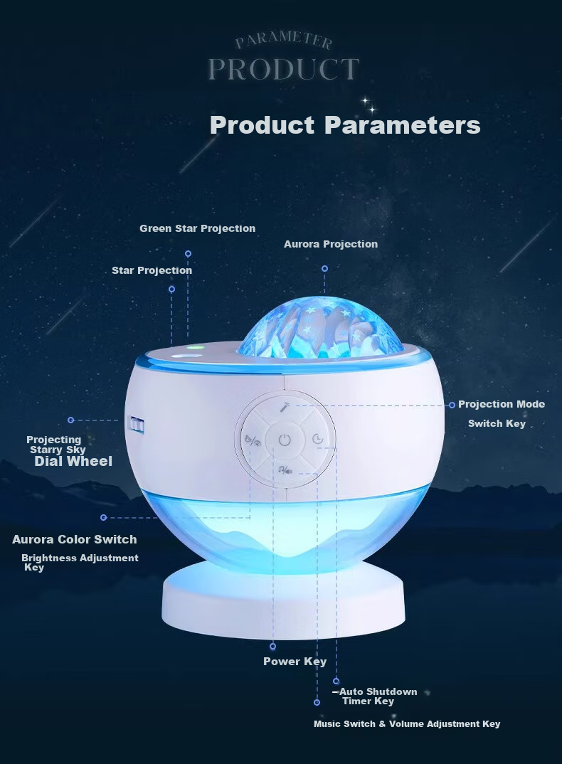 Портативная колонка ONEFIRE Aurora Starry Sky, Bluetooth 5.0, проектор звездного неба, атмосферный светильник, подарок для девушки
