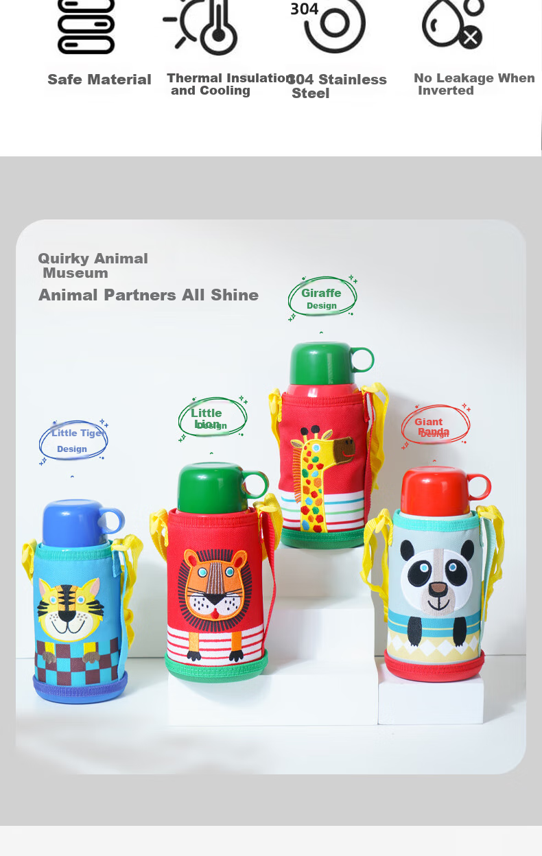 Детская термокружка TIGER Panda Jingdong Limited Edition, с двойной крышкой, 600 мл