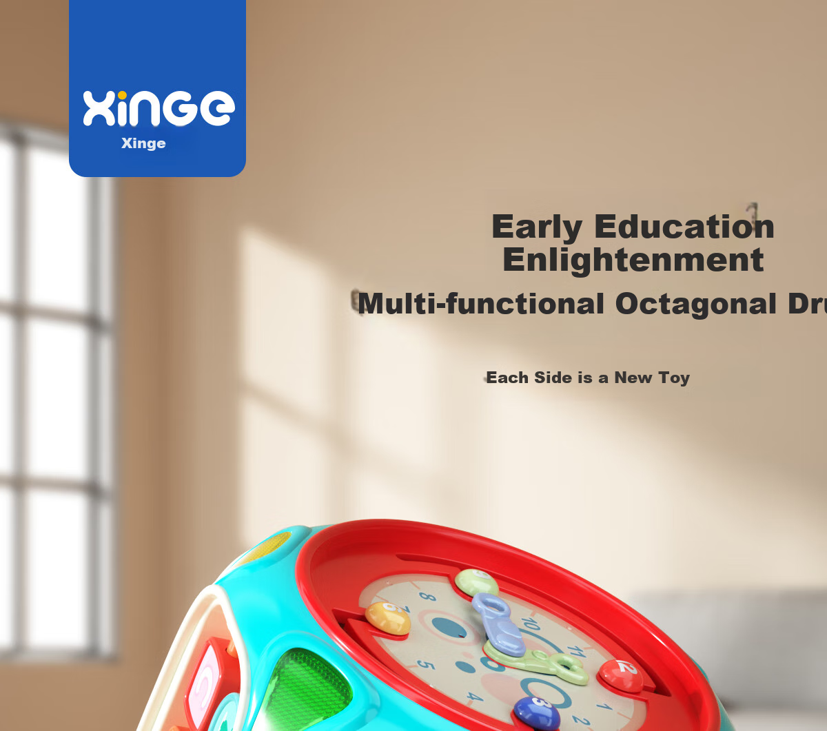 Детская развивающая музыкальная игрушка-барабан Xinge, многофункциональная развивающая игрушка-октаэдр для малышей 0-1 года, подарок на день рождения с Bluetooth