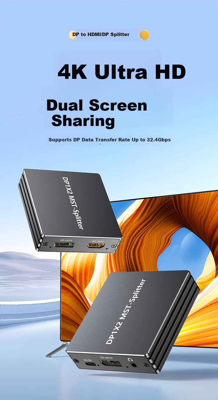 Shengwei DP to HDMI/DP Splitter, 4K, 1 вход 2 выхода, DHDP102G