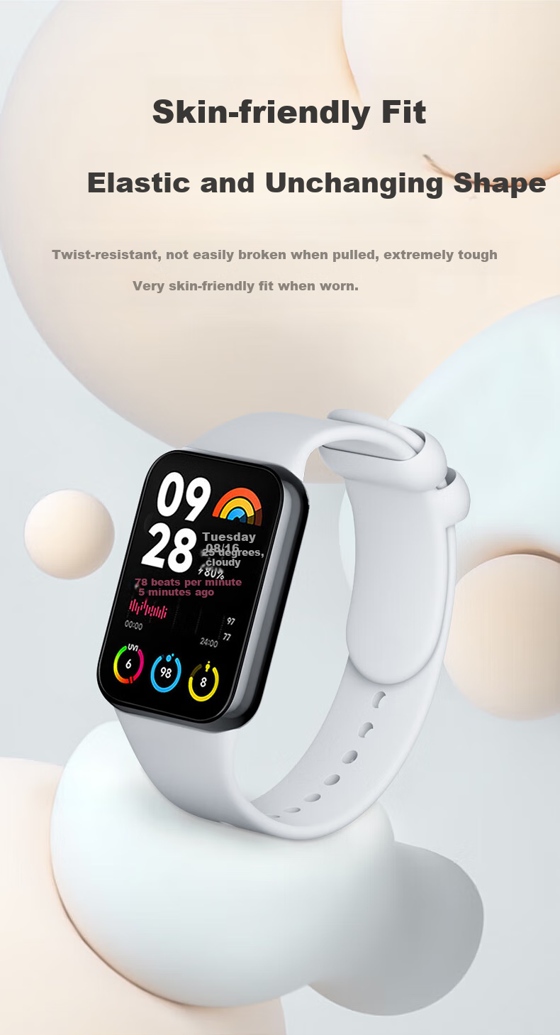 Ремешок CangHua для Xiaomi Band 9 Pro/8 Pro, мягкий силиконовый, дышащий, спортивный, однотонный, серый, с быстрой застежкой