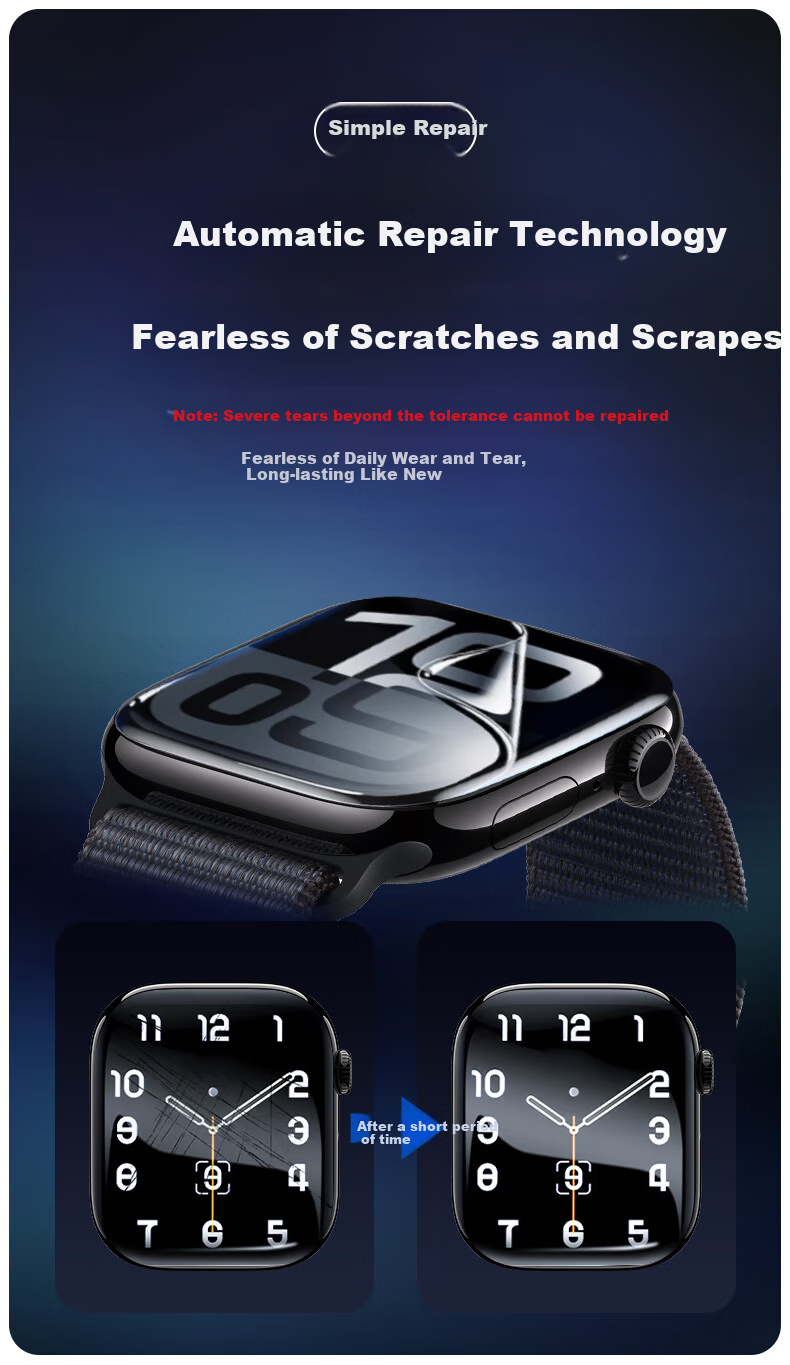 Защитная пленка BHO для Apple Watch S10/S11, самопозиционирующаяся, быстро устанавливаемая, устойчивая к царапинам