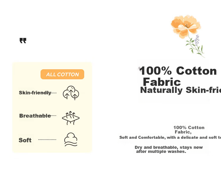 Комплект постельного белья Dohia 100% хлопок, для кровати 1.8м, размер пододеяльника 229*230см, цвет "Чистый хлопок Весеннее тепло"