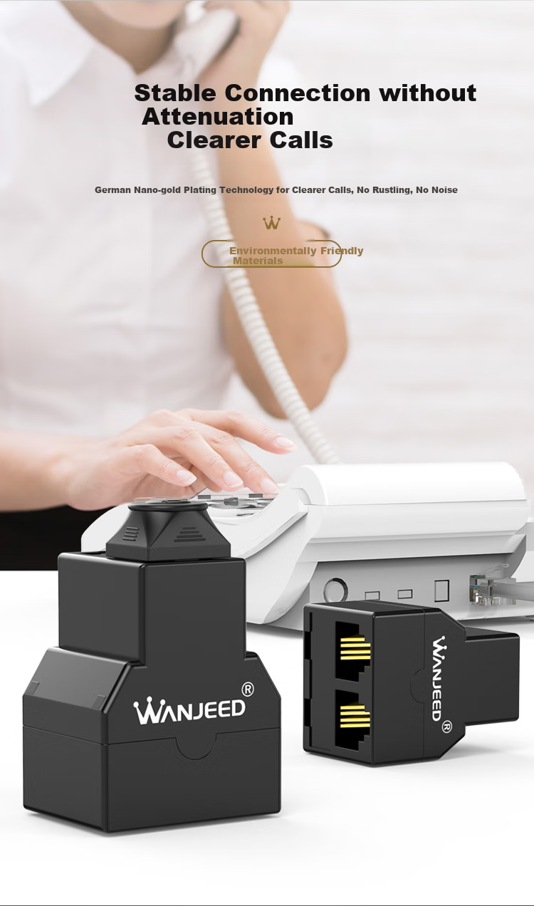 Телефонный сплиттер WANJEED OFNPFTTH, разветвитель телефонной линии RJ11, 1 в 2, 1 шт.