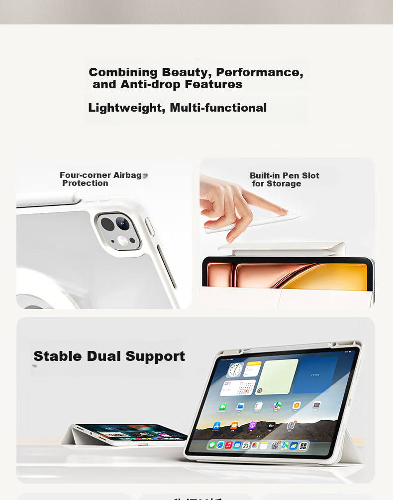Защитный чехол RBP для iPad Pro 11 дюймов, 23-го поколения, поворотный на 720°, складной, магнитный, съемный, противоударный, текстурированный акрил