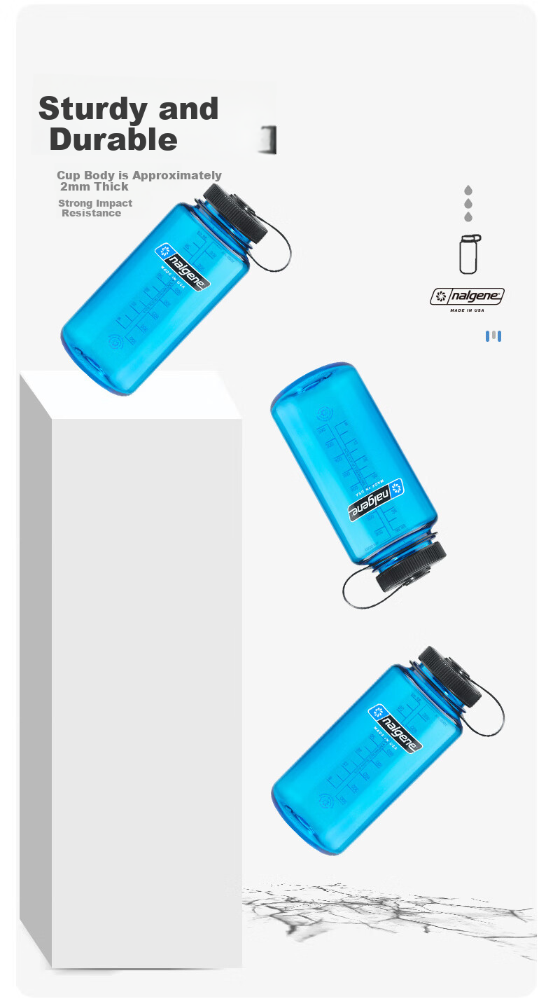 Бутылка для воды Nalgene, 1л, синяя, пластиковая, для спорта и фитнеса, с крышкой и ручкой
