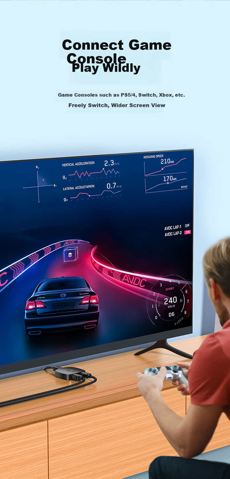 HDMI переключатель SAMZHE HV-300, 2 входа 1 выход, 4K 60Hz, HD, для ноутбука, монитора, проектора, сплиттер