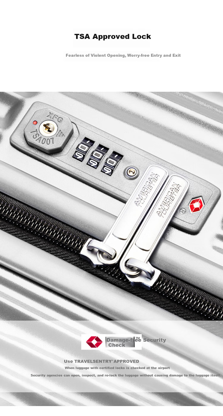 Чемодан American Tourister 24 дюйма, синий, с кодовым замком TSA