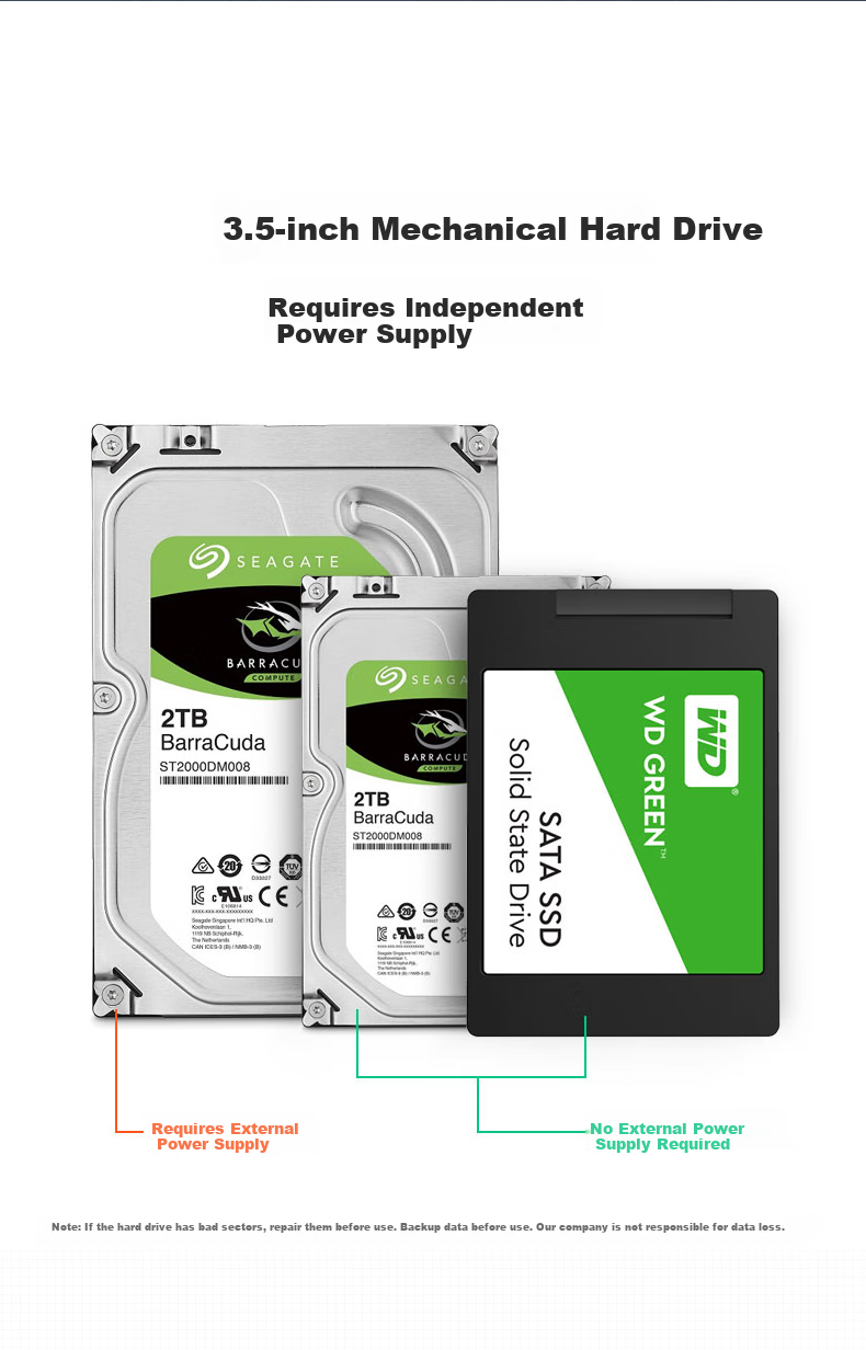 Кабель-адаптер BIAZE USB 3.0 на SATA с блоком питания 12V/2A, для подключения HDD/SSD 2.5/3.5 дюйма