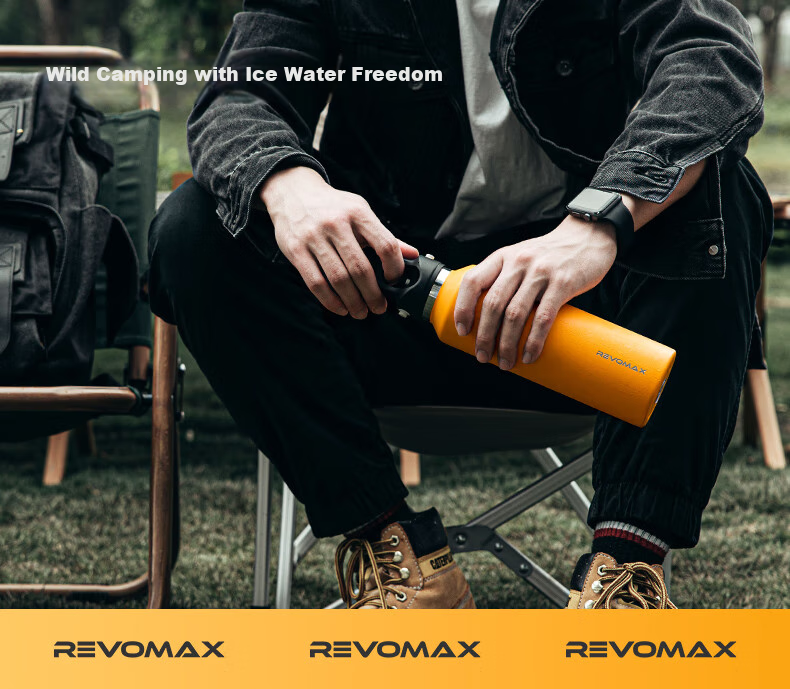 Термокружка REVOMAX для мужчин и женщин, портативная для спорта и путешествий, 592 мл, нержавеющая сталь 304/316L, желтая