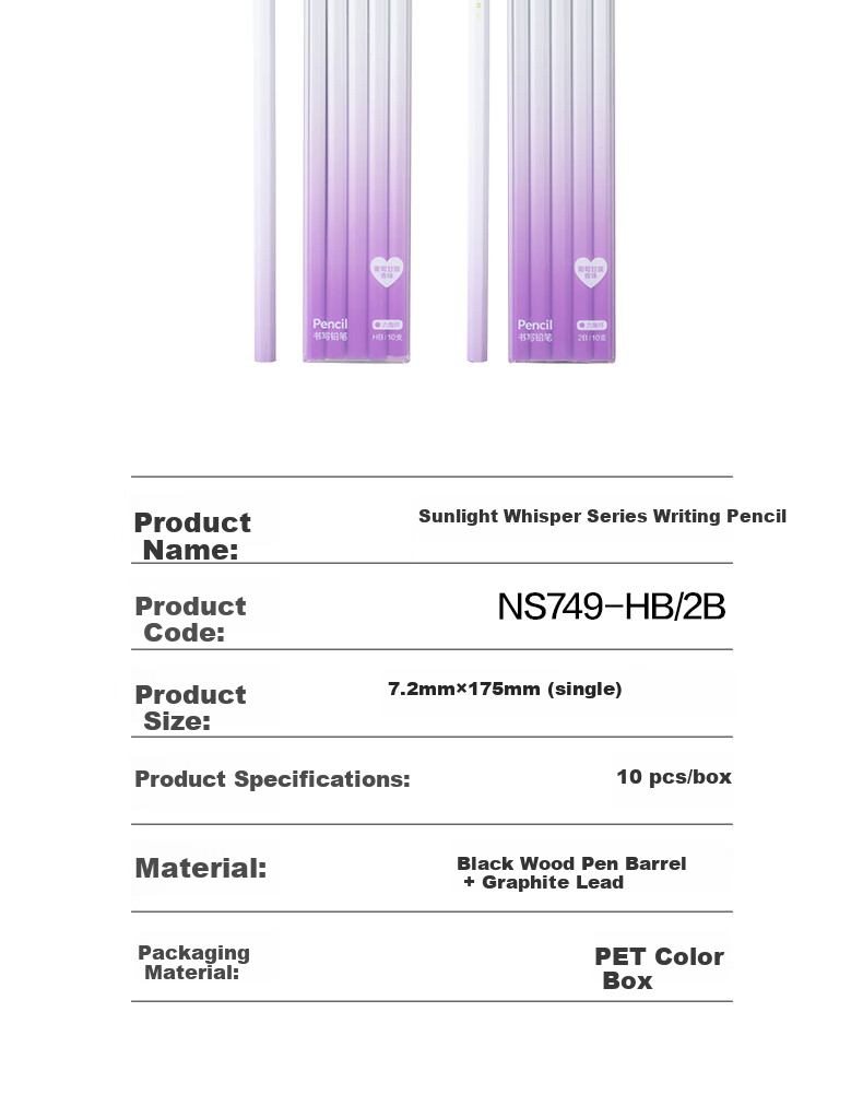 Карандаши NUSIGN Sunlight Light-Expression, набор из 10 штук, HB, шестигранные, деревянные, ароматизированные