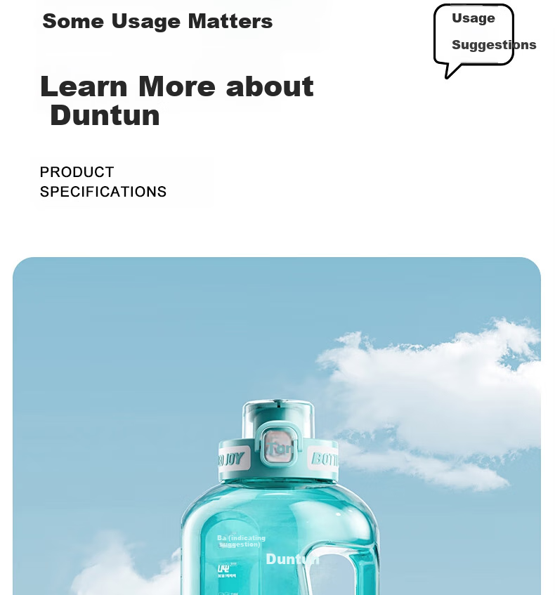 Бутылка для воды Dundun Joy Sports, большая емкость, портативная, подарок, с соломинкой и прямым питьем, 2500 мл, черный