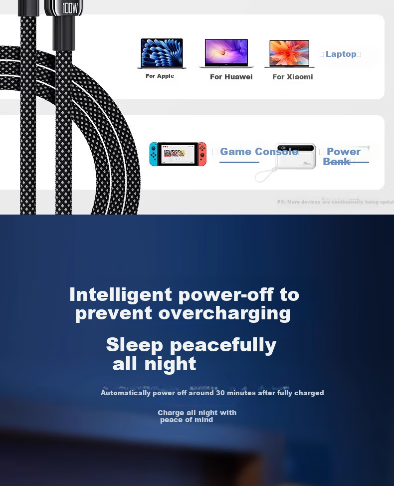 Кабель Nengshi Apple 16/15 Type-C PD100W, черный, 1.5 метра