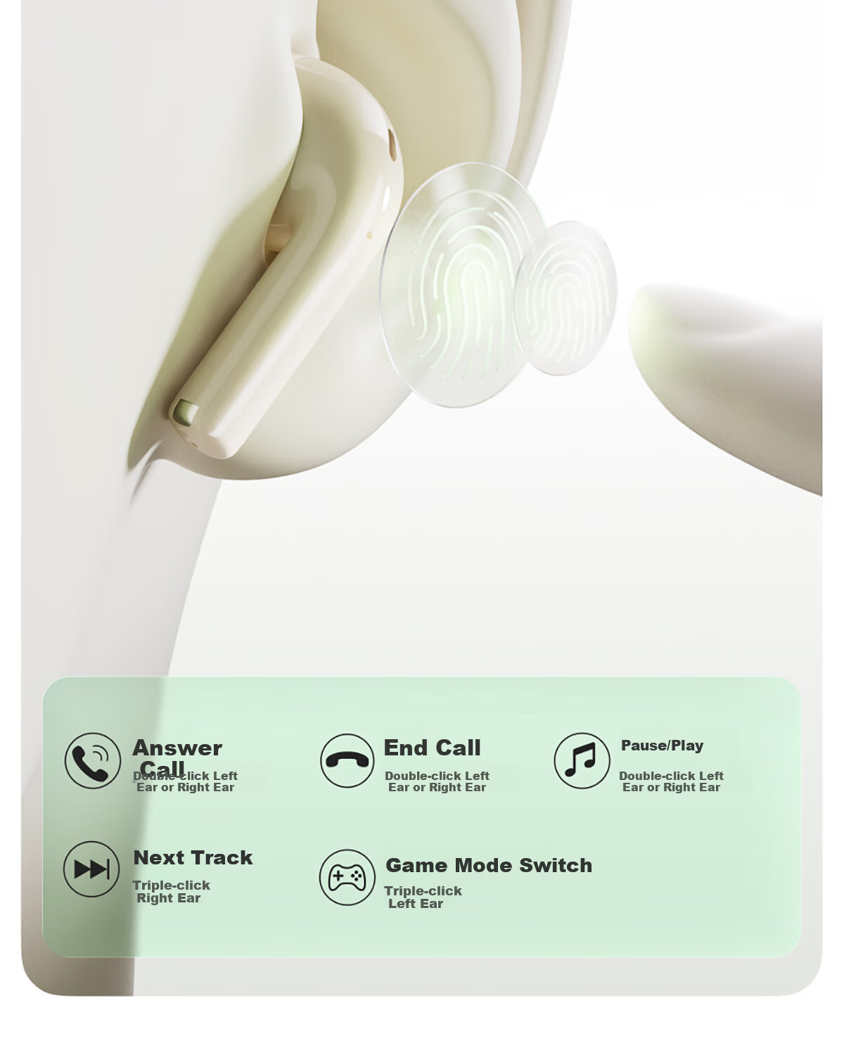 Беспроводные наушники Manbuzhehuazai Zero Air Pro, полувнутриканальные, Bluetooth 6.0, 41 час работы, цвет "Кокосовое молоко"