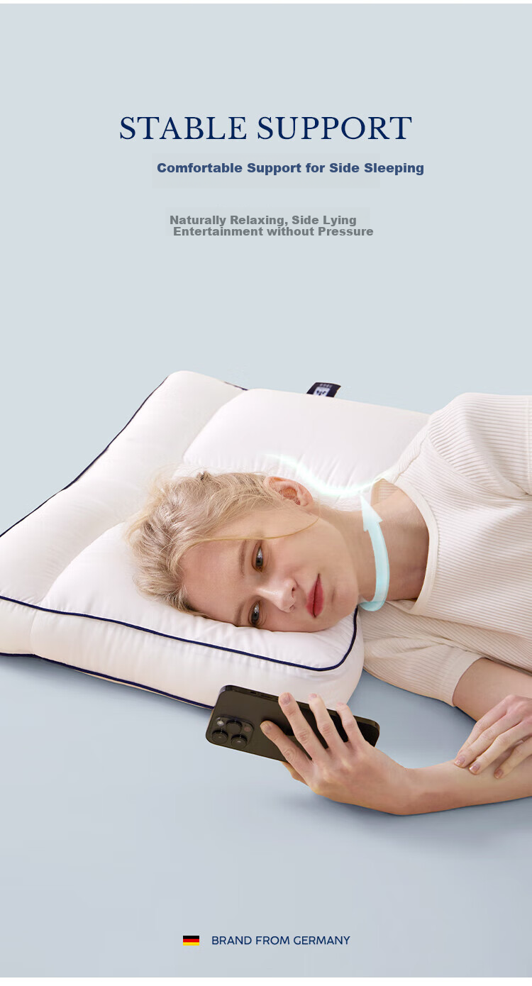 Подушка Irisette German Zoned Down Pillow, 95% белый гусиный пух, моющаяся, антибактериальная, низкая, 1 шт.
