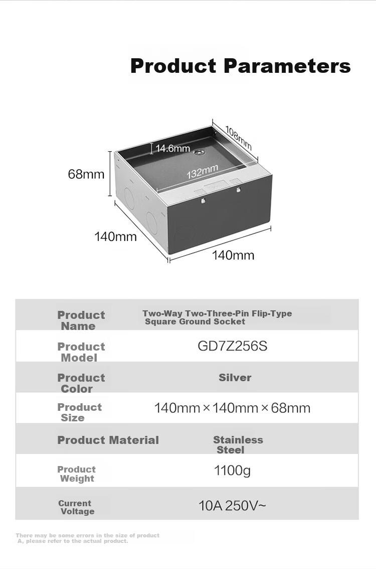 BULL GD7Z256S розетка с двойным пяти- и десятигнездовым заземлением, нержавеющая сталь, скрытая, ультратонкая