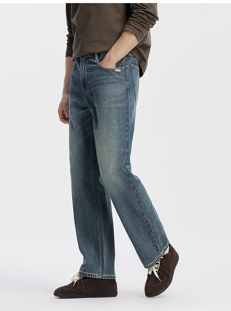 Джинсы Semir Vintage Straight Leg Jeans для мужчин, осенние брюки 2025, модель 103525124102A, синий/серый деним, размер 31