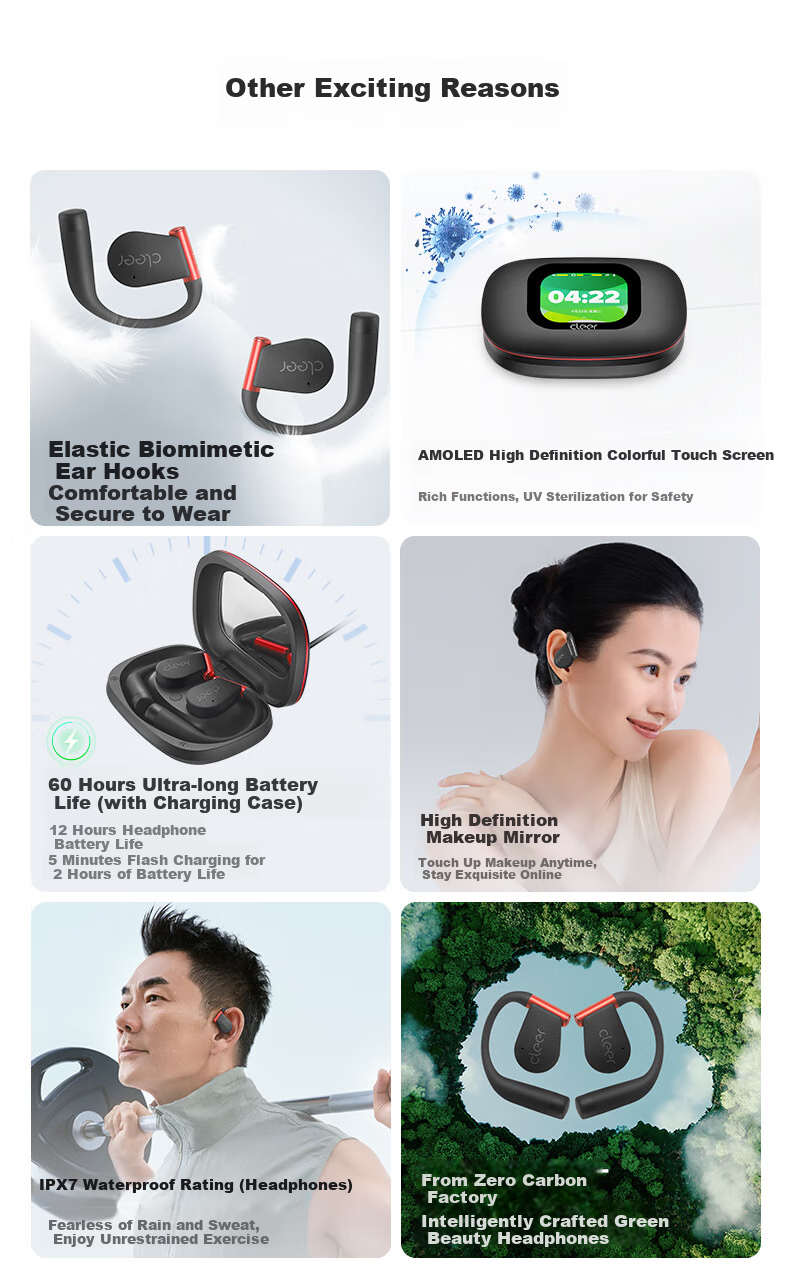 Беспроводные наушники Cleer ARC5 Sound Arc, Bluetooth 5.2, защита от воды и пота IPX7, с микрофоном, черный
