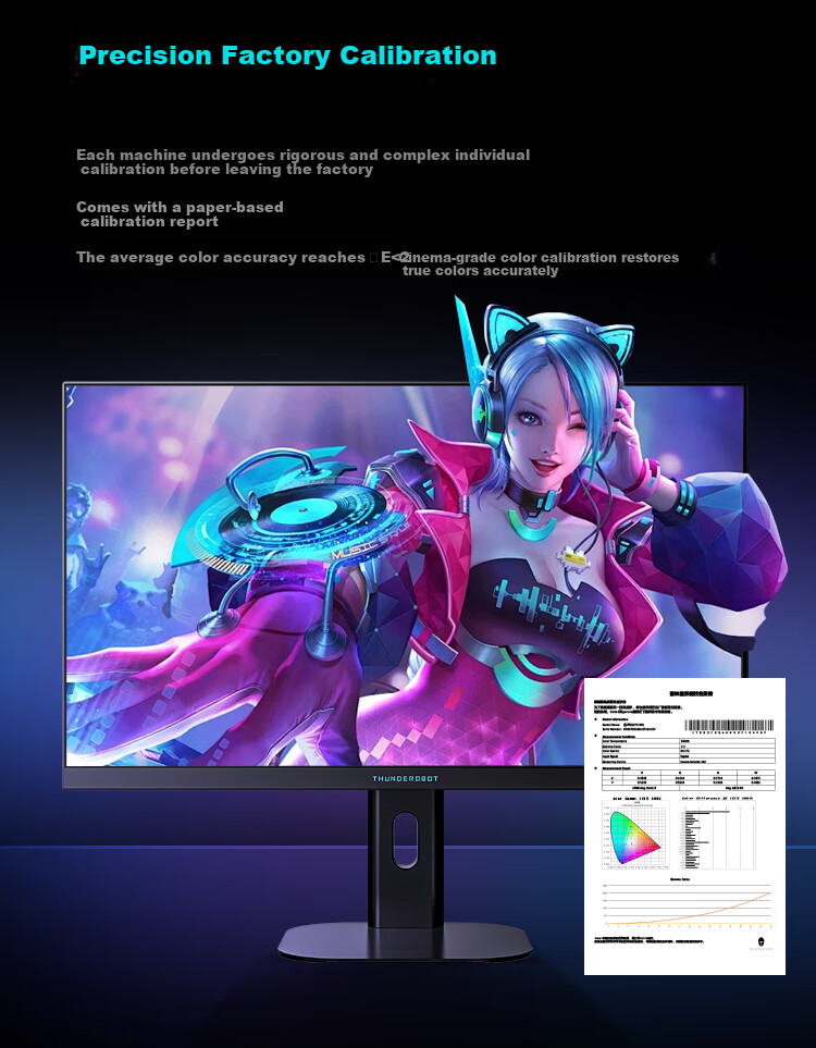 Игровой монитор ThundeRobot ZQ27F320L, 27 дюймов, 2K (2560x1440), 320 Гц, Fast IPS, Low Blue Light, HDR450nit, регулировка по высоте, поворотный