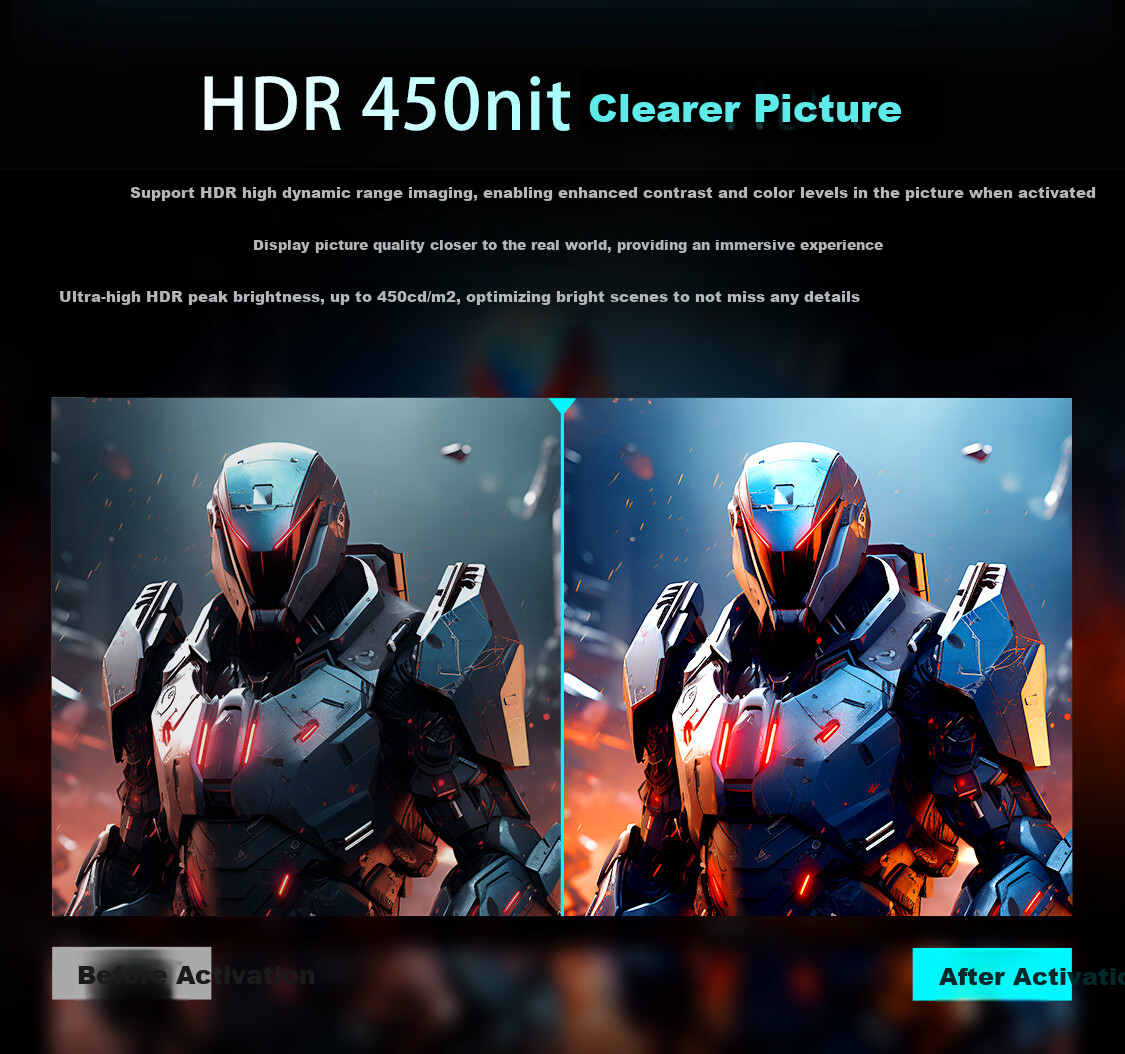 Игровой монитор ThundeRobot Black Knight 23.8 дюйма, 2K, 240 Гц, Fast IPS, аппаратное снижение синего света, HDR450, регулировка высоты и вращение